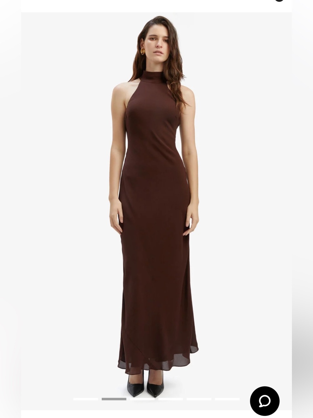 Bardot Dark Brown Halter Maxi Dress NWT